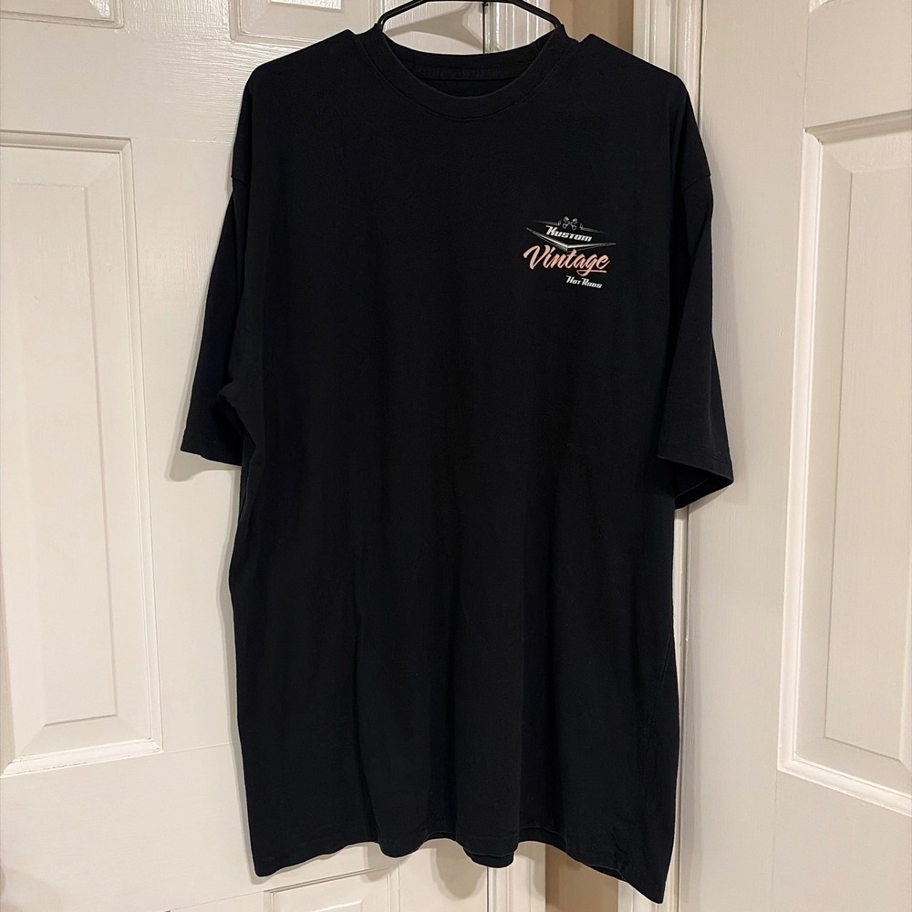 Newport Blue Mens XXL Black Kustom Vintage Hot Rods Graphic T-Shirt Cotton